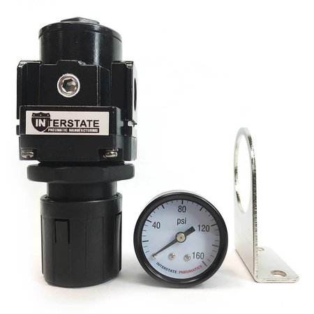 Interstate Pneumatics 3/8 Inch Air Regulator - w/Gauge WR1160G